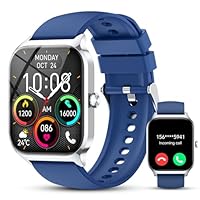 CASCHO Smart Watch for Men Women, 1.85" HD Fitness Tracker with Bluetooth Calls/Messages, IP68 Waterproof, 115+Modes, 24/7 Heart Rate/Sleep Fitness Watch, iOS/Android - Light Blue