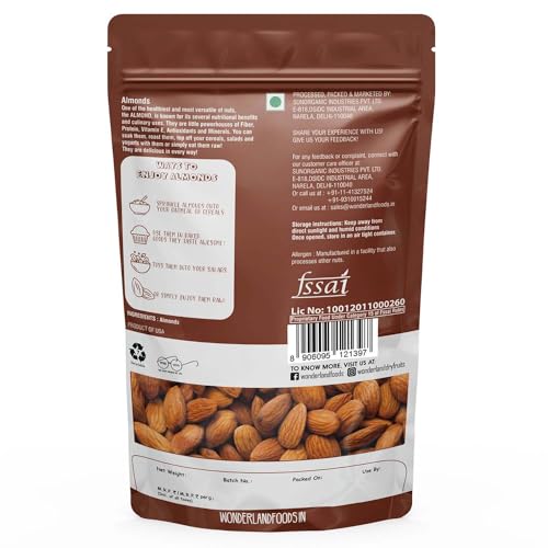 Image of WONDERLAND FOODS (DEVICE) 800 Gram (400 Gram X 2) California Almond NP (Badam) Pouch|Dried