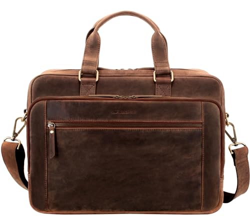 Bolso bandolera de piel con protección acolchada para ordenador 15,6