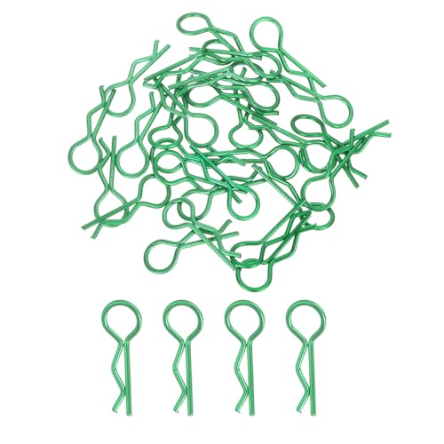 MECCANIXITY 30pcs 30-Degree Angle RC Body Clips Bent Springy R Pins 20x1.0x7.3mm for All 1/8 1/10 1/12 Scale Model RC Car Crawler Truck,Shell Replacement Parts(Green)