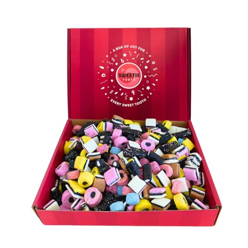 Sweetie Tooth Premium Liquorice Allsorts 1kg Hamper Gift Box - Liquorice Allsorts Sweets for Birthday Easter Thank You Fathers Day Congratulations Christmas Valentines