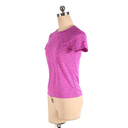 Tops de treinamento de patinação artística, fios coloridos elegantes, mangas curtas elásticas confor