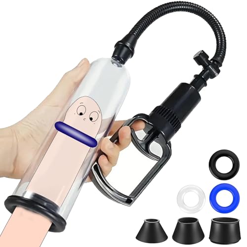 手動制御ペニスポンプ 3つのペニスリング 3つのシリコンリング 交換可能 ペニス 吸引ポンプ 柔ソフト 高刺激 男性用オナニーグッズ - 画像1