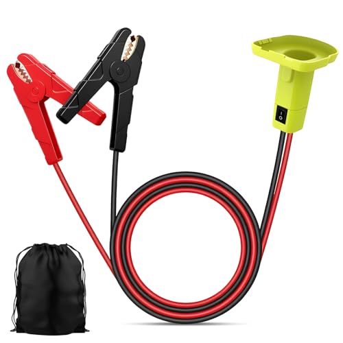 Naerza Jumper Cables Adapter Compatible with Ryobi 18V Battery 12AWG 3.3FT Pure Copper Portable Ryobi Jump Starter with Safety Switch Automotive Battery Booster Cable for Cars (for Ryobi 18V)