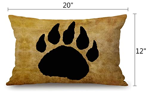 Bear Paw Print Cotton Linen Decorative Throw Pillow Case Cushion Cover Pillowcase For Couch Sofa Bed,12 X 20 Inches #TOP1