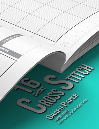 Cross Stitch Graph paper: 16 Count (144x96), separate legend for each design , Inch and Centimeter ruler, 100 pages, DIN A4 (Nomad Cross stitch graph paper collection several counts available)