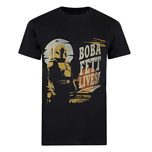Cotton Soul Star Wars Boba Fett Lives Unisex T Shirt, Black, Large