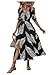 Verdusa Women's Summer Vacation Beach Dress Hawaiian Maxi Dresses Tropical Cold Shoulder Sundress Black and White Medium