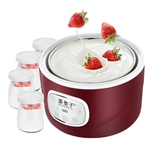 Cammeciso Yogurtera,MáQuina para Hacer Yogur,Yogurtera ProbióTica,Maquina para Hacer Yogur Casero,Yogurtera EléCtrica con 4 Botellas De Vidrio De 100ml,Puede Hacer Yogur,Natto,Vino De Arroz