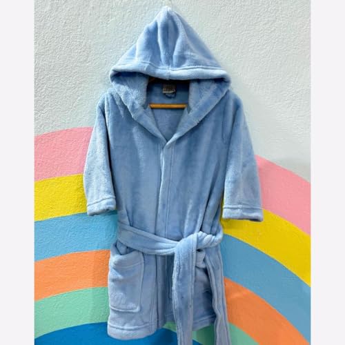 Roupão Fleece Pelucia Quentinho Infantil Juvenil Inverno (BR, Alfa, P, Regular, Padrão, Azul Claro 2