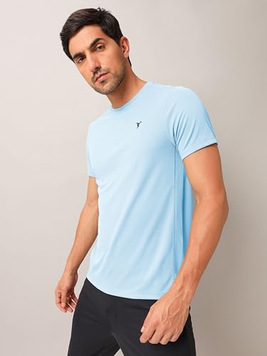 Image of TECHNOSPORT Men's Slim Fit Polyester Activewear Sports T-Shirt with Moisture-Wicking Comfort for Workout, Running & Gym