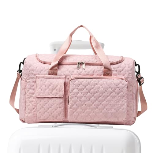 Bolsa Deporte Mujer - Bolso Viaje Con Correa Ancha | Maleta Accesorios Gran Capacidad, Bolsa Gimnasio Con Separación Ropa SECA Y Mojada para Toallas, Prendas, Rosa, riferimento alla descrizione