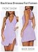 MIYIEONZ Women Sexy Halter Deep V Neck Ruched Bodycon Dress Summer Side Slit Mesh Hem Cocktail Club Party X-Large Purple Short Mini Dresses
