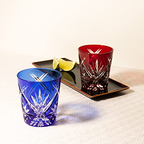 Vaso para whisky Narumi Rock Glasses 270 ml azul y rojo miniatura 3