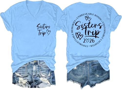 JWVEL Girls Trip 2026 Shirts Girls Weekend 2026 Shirt Sisters Trip Tshirts Summer Vacation for Women T-Shirt