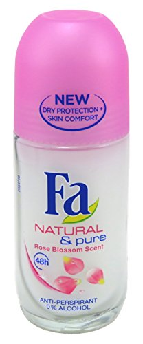 Fa Deodorant 1.7 Ounce Roll-On Natural & Pure Rose Blossom (50ml) (6 Pack)