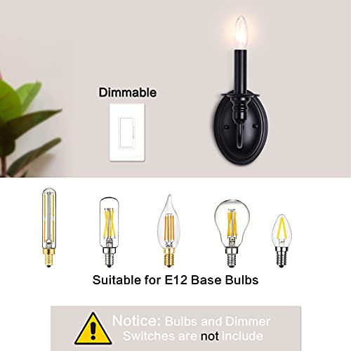 Jdfeifff 1-Light Black Wall Sconce Light Modern Candle Sconce Wall Lighting Farmhouse Vanity Wall Light Fixture Indoor Bedroom Bathroom Bedside Living Room Porch Hallway Lighting E12 #TOP6