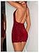 SweatyRocks Women's Sexy Backless Sequin Halter Mini Dress Deep V Neck Sparkly Bodycon Party Clubwear Dresses Burgundy Large