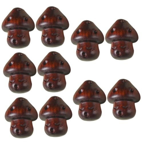 Charmes de champignons bois de santal sculptés Healifty 10pcs