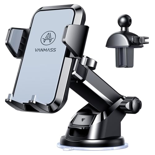 Product Image of the VANMASS 【85+LBS Strongest Suction & Military-Grade Ultimate Car Phone Mount【Patent & Safety Certs】 Cell Phone Holder Truck Stand for Dashboard Windshield Vent for iPhone 16 15 Pro Max 14 Samsung,Gray