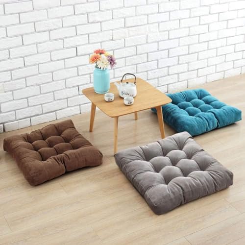 Image of Floor Pillow, Square Meditation Pillow for Seating on Floor Solid Thick Tufted Seat Cushion Meditation Cushion for Yoga Living Room Sofa Balcony Outdoor