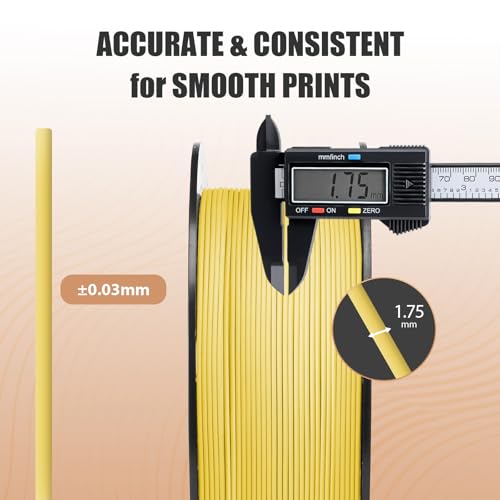 Image of ERYONE Matte PLA Lite 3D Printer Filament 1.75 + /- 0.03mm, Matte Filament 1KG(2.2LBS) Spool, Bright Yellow