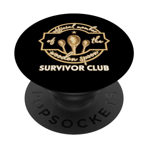 Funny Vintage Wooden Spoon Survivor Club PopSockets PopGrip Intercambiable