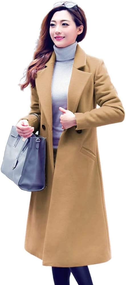 IDEALSANXUN Long Wool Coats for Women Fall Winter Coats Wool Jacket Peacoat