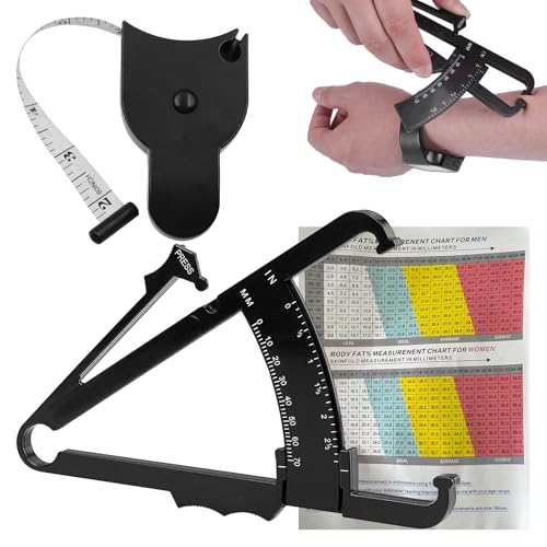 2 PCS Body Measuring Tape Set with Body Fat Caliper, Portable Skinfold Caliper for Body Measurements,Body Mass Index Measuring Tool for Women & Men,Weight Loss,Body Fat Calipers