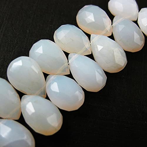 Opale blanche LKBEADS lot de 10 perles poire briolette de 11 mm