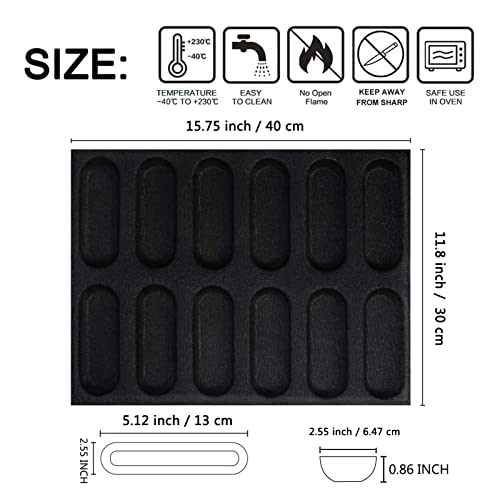 Silicone French Baguette Pan, Perforated Baking Bread Pan, Mini 12 Loaf Sandwich Mold Non-Stick Hotdog Bun Baking Liners #TOP2