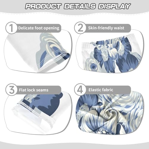 Bolaz Toddler Girls Leggings Printed Yoga Pants Leggings Blue Peony for Kids3