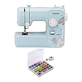 Brother RLX3817A 17-Stitch Sewing Machine (Blue) with 36-Piece Bobbins and Sewing Threads Set Bundle (Renewed) (2 Items)