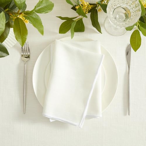 Elrene Home Fashions Villeroy & Boch Classic Embroidered Border Cloth Napkins, Set of 6, 18"x18", White - Elegant Reusable Cotton Napkins for Dining Table, Weddings, and Special Occasions by Elrene - Used condition - Image 2