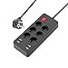 Produktbild Steckdosenleiste mit USB, YIFENG 6-Fach Überspannungsschutz für Steckdosen 4 Smart USB (5 V / 2,4 A) Mehrfachstecker mit 1,5M Verlängerungskabel 4000 W / 16 A für Heim und Büro- Schwarz