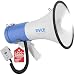 Pyle Portable Compact PA Megaphone Speaker w/ LED Flashlight, Alarm Siren, Adjustable Volume, 50W Handheld Lightweight Bullhorn w/ Detachable Mic, Battery Powered, for Indoor Outdoor Use (PMP51LT)