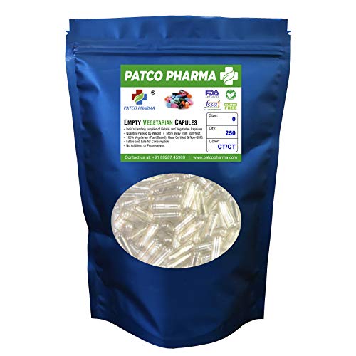 Patco Pharma Size 0 Vegetarian Empty Capsules (CT/CT, 250 Pieces)