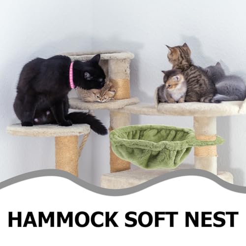 Hamac pour chat de rechange 33 cm en peluche verte pour arbre à chat - 4