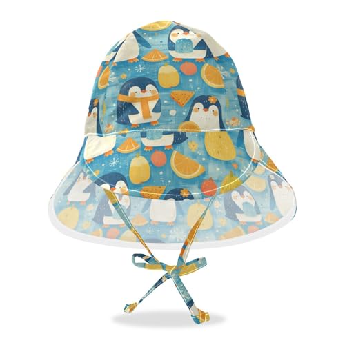 Cute Summer Orange Penguin Baby Sunhat Baby Boys' Hats Baby Girls' UPF 50+ Neck Flap Beach Essentials