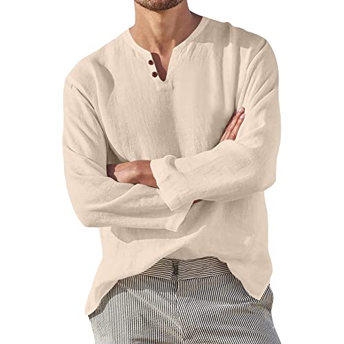 Camiseta para hombre de lino de algodón de gran tamaño, holgada, informal, camiseta de verano, cuello en V, transpirable, cómoda, jersey elegante, camiseta para hombre, a, XL