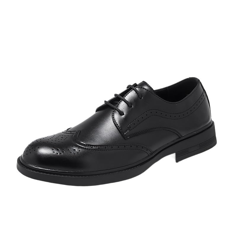 Men's Retro Business Casual Oxford Shoes Formal Tuxedo Shoes for Men Classic Breathable Black Leather