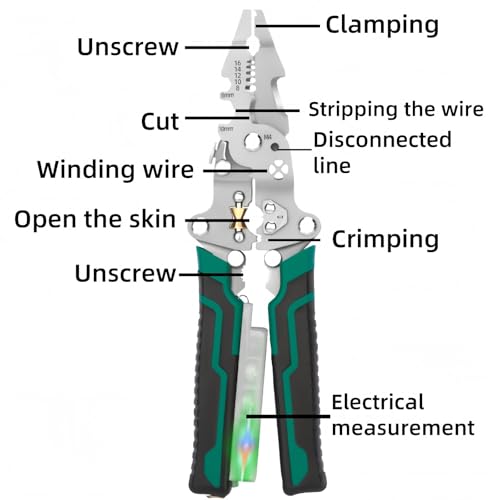 Professional Electrical Pliers,18-in-1 Multi Tool for Electricians | Wire Stripper,Cutter,Crimper,Cable Stripper Machine | Voltage Tester, Screwdriver | for DIY & Home Electrical Repairs,Pliers Tools - Image 3