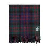 ClanWool Highland Scottish Tartan Recycled Wool Blend Throw Blanket, Large 189 X 157 Cm Fringed Sofa & Picnic Rug - Macdonald