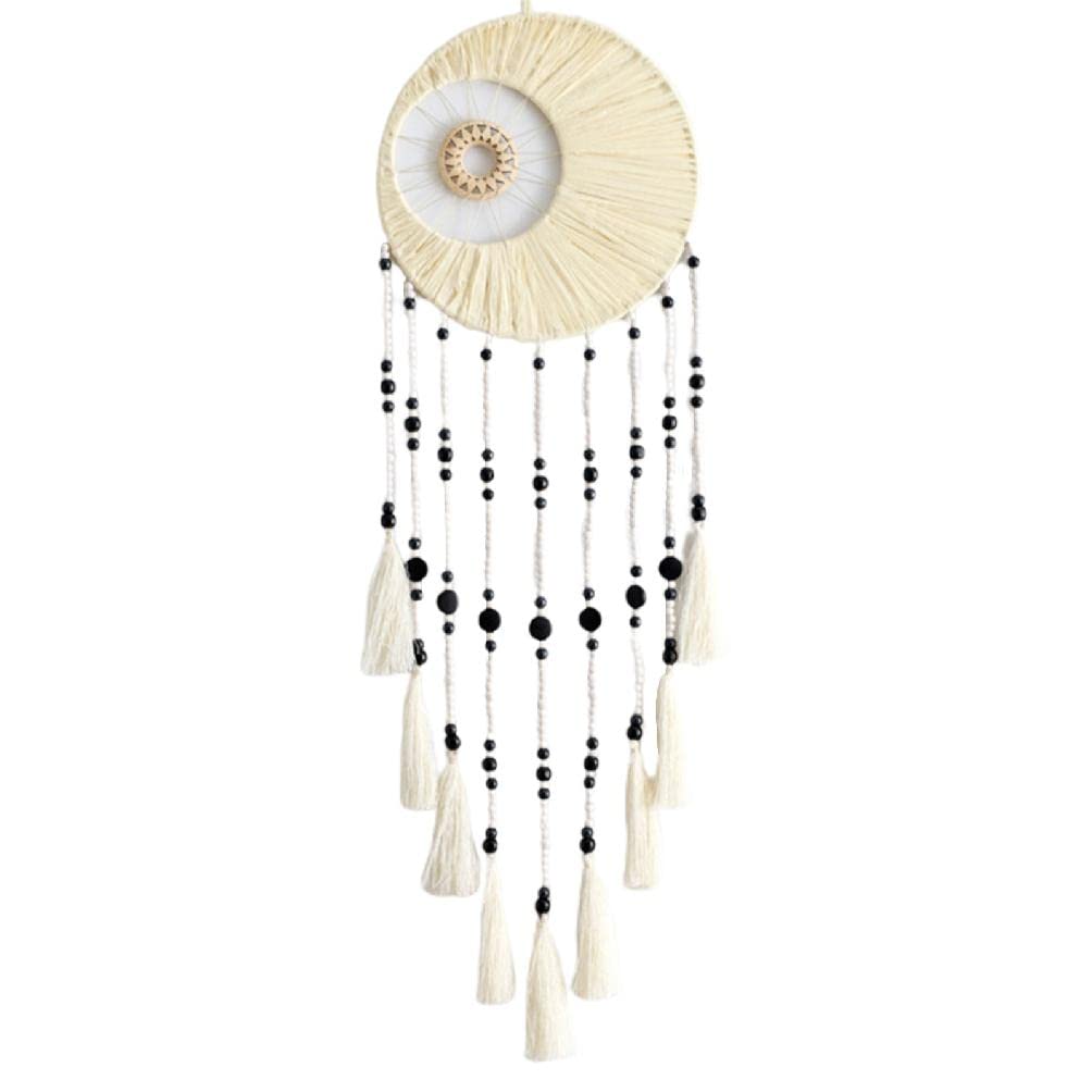 Atrapasueños de macramé de doble anillo tejido a mano con borlas y cuentas LYFDPN 886 2836