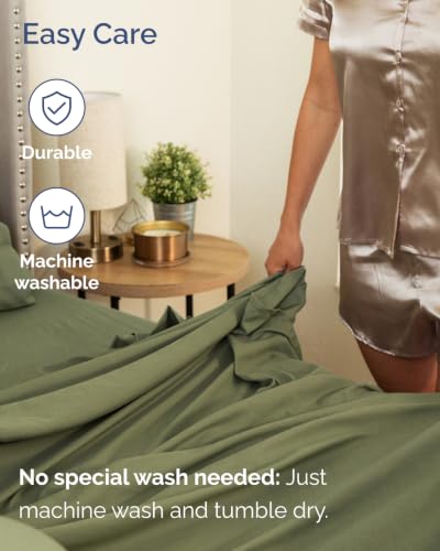Image of Extra Deep Flex Top Split Head King Sheet Set - 6 Piece Breathable and Cooling Sheets - Hotel Luxury Bedding for Women, Men, Kids & Teens - Easy Secure Fit - Extra Deep Pockets - Sage Green