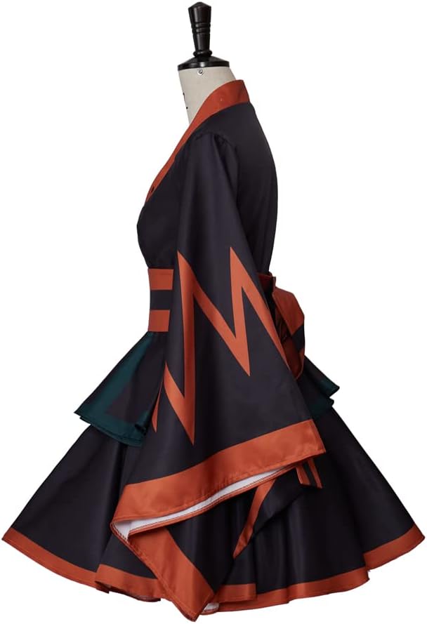 VintageCos Anime Hero Kimono Dress Outfit Midoriya Izuku Costume Katsuki Cosplay Froppy Costume for Women - Image 4