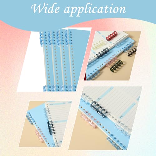 Andibro 24 Pcs 5 Ring Plastic Loose Leaf Binder Rings, Multi-Color Binding Spines Snap Split Binding Combs for Notebook Diary Scrapbook Photo Album