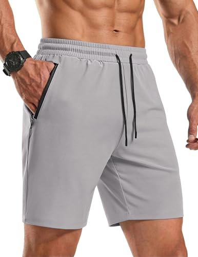COOFANDY Mens Athletic Running Shorts Stretchy Quick Dry 9" Gym Workout Training Shorts with Zipper Pockets