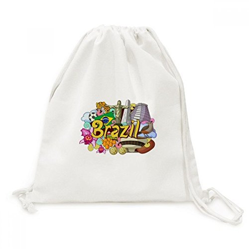 Sac à cordon football imprimé artistique Brésil en toile souple