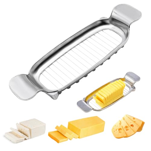 Stainless Steel Wire Cheese & Butter Slicer, Multipurpose Handheld Food Cutter, Food-Grade Safe for Block Cheese, Butter & Soft Fruits, Dishwasher-Safe